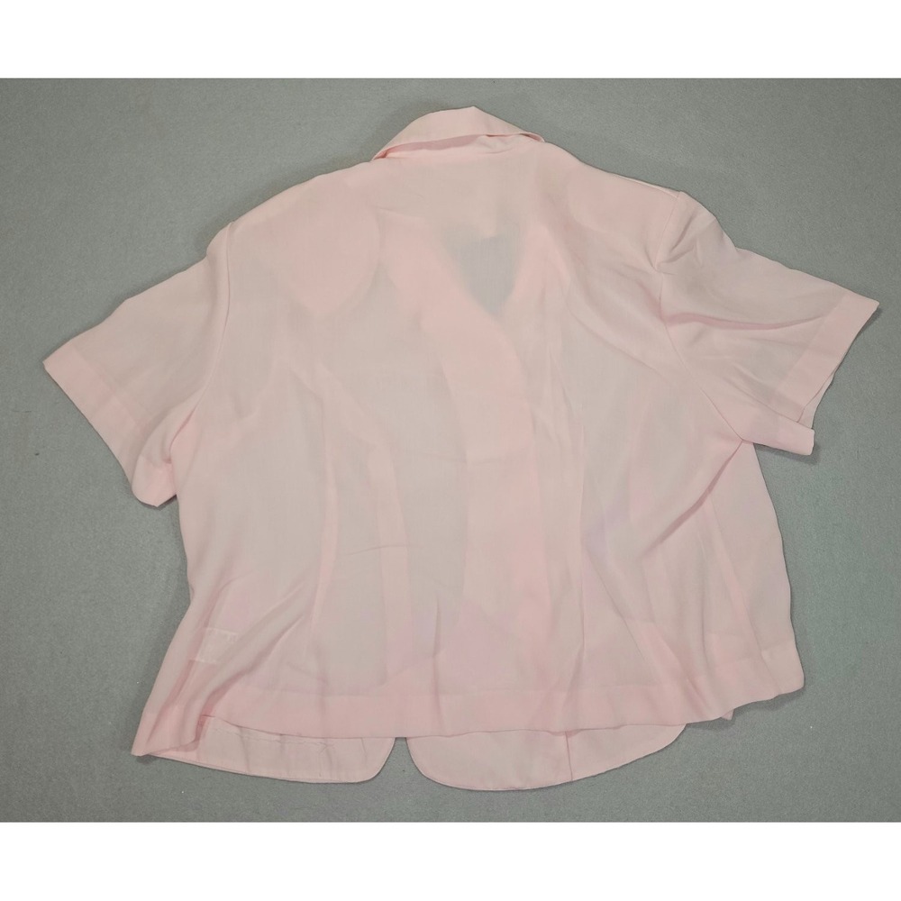 Vintage Leslie Fay Dresses Womens 22WP Pink 2 Piece Skirt Set Scalloped Rhinesto - Picture 9 of 15